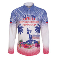 Personalised Haiti Independence Day Family Matching Long Sleeve Bodycon Dress and Hawaiian Shirt Neg Maron Polynesian Style LT05