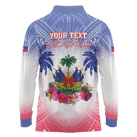 Personalised Haiti Independence Day Long Sleeve Polo Shirt Neg Maron Polynesian Style LT05 - Polynesian Pride