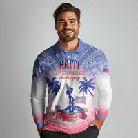 Personalised Haiti Independence Day Long Sleeve Polo Shirt Neg Maron Polynesian Style LT05 - Polynesian Pride