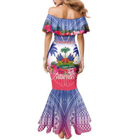 Personalised Haiti Independence Day Mermaid Dress Neg Maron Polynesian Style LT05 - Polynesian Pride