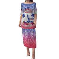 Personalised Haiti Independence Day Puletasi Neg Maron Polynesian Style LT05 Long Dress Blue - Polynesian Pride