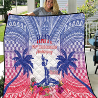 Haiti Independence Day Quilt Neg Maron Polynesian Style LT05 Blue - Polynesian Pride