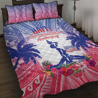 Haiti Independence Day Quilt Bed Set Neg Maron Polynesian Style LT05 Blue - Polynesian Pride