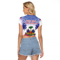 Personalised Haiti Independence Day Raglan Cropped T Shirt Neg Maron Polynesian Style LT05 - Polynesian Pride