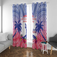 Haiti Independence Day Window Curtain Neg Maron Polynesian Style LT05 With Grommets Blue - Polynesian Pride