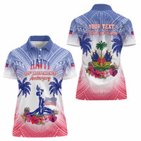 Personalised Haiti Independence Day Women Polo Shirt Neg Maron Polynesian Style
