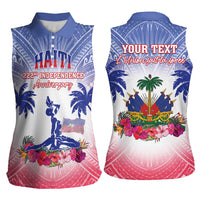 Personalised Haiti Independence Day Women Sleeveless Polo Shirt Neg Maron Polynesian Style LT05 - Polynesian Pride
