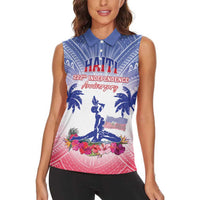 Personalised Haiti Independence Day Women Sleeveless Polo Shirt Neg Maron Polynesian Style LT05 - Polynesian Pride