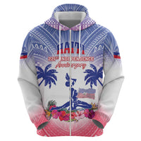 Personalised Haiti Independence Day Zip Hoodie Neg Maron Polynesian Style LT05 - Polynesian Pride