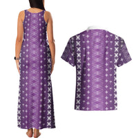 Purple Samoa Malu Tattoo Inspired Couples Matching Tank Maxi Dress and Hawaiian Shirt LT05 - Polynesian Pride