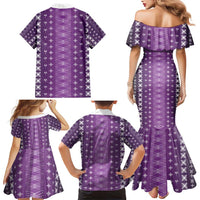 Purple Samoa Malu Tattoo Inspired Family Matching Mermaid Dress and Hawaiian Shirt - Polynesian Pride