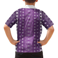 Purple Samoa Malu Tattoo Inspired Family Matching Off The Shoulder Long Sleeve Dress and Hawaiian Shirt - Polynesian Pride