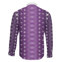 Purple Samoa Malu Tattoo Inspired Family Matching Off The Shoulder Long Sleeve Dress and Hawaiian Shirt - Polynesian Pride