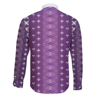 Purple Samoa Malu Tattoo Inspired Family Matching Off The Shoulder Long Sleeve Dress and Hawaiian Shirt - Polynesian Pride