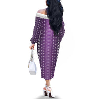 Purple Samoa Malu Tattoo Inspired Family Matching Off The Shoulder Long Sleeve Dress and Hawaiian Shirt - Polynesian Pride