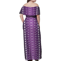 Purple Samoa Malu Tattoo Inspired Family Matching Off Shoulder Maxi Dress and Hawaiian Shirt - Polynesian Pride