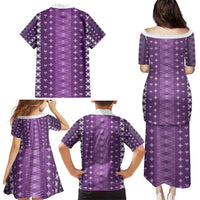 Purple Samoa Malu Tattoo Inspired Family Matching Puletasi and Hawaiian Shirt - Polynesian Pride