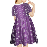 Purple Samoa Malu Tattoo Inspired Kid Short Sleeve Dress LT05 - Polynesian Pride
