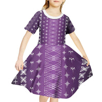 Purple Samoa Malu Tattoo Inspired Kid Short Sleeve Dress LT05 - Polynesian Pride