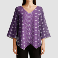 Purple Samoa Malu Tattoo Inspired Kimono Sleeve Blouse LT05 - Polynesian Pride