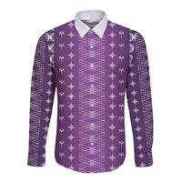 Purple Samoa Malu Tattoo Inspired Long Sleeve Button Shirt LT05 Unisex Purple - Polynesian Pride