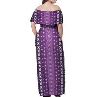 Purple Samoa Malu Tattoo Inspired Off Shoulder Maxi Dress LT05 - Polynesian Pride