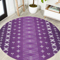 Purple Samoa Malu Tattoo Inspired Round Carpet - Polynesian Pride