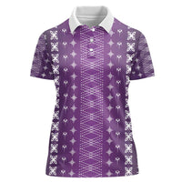 Purple Samoa Malu Tattoo Inspired Women Polo Shirt LT05 Female Purple - Polynesian Pride