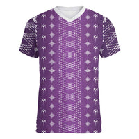 Purple Samoa Malu Tattoo Inspired Women V-Neck T-Shirt LT05 Female Purple - Polynesian Pride