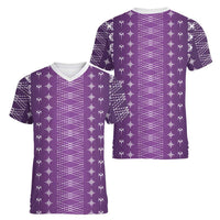 Purple Samoa Malu Tattoo Inspired Women V-Neck T-Shirt LT05 - Polynesian Pride