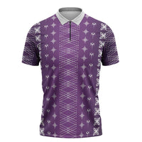 Purple Samoa Malu Tattoo Inspired Zipper Polo Shirt LT05 Purple - Polynesian Pride