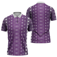 Purple Samoa Malu Tattoo Inspired Zipper Polo Shirt LT05 - Polynesian Pride