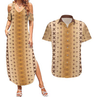 Beige Samoa Malu Tattoo Inspired Couples Matching Summer Maxi Dress and Hawaiian Shirt LT05 Beige - Polynesian Pride
