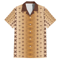 Beige Samoa Malu Tattoo Inspired Family Matching Off The Shoulder Long Sleeve Dress and Hawaiian Shirt - Polynesian Pride