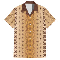 Beige Samoa Malu Tattoo Inspired Family Matching Off Shoulder Maxi Dress and Hawaiian Shirt LT05 Dad's Shirt - Short Sleeve Beige - Polynesian Pride