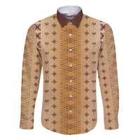 Beige Samoa Malu Tattoo Inspired Family Matching Short Sleeve Bodycon Dress and Hawaiian Shirt - Polynesian Pride