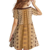 Beige Samoa Malu Tattoo Inspired Family Matching Summer Maxi Dress and Hawaiian Shirt LT05 - Polynesian Pride