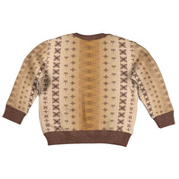 Beige Samoa Malu Tattoo Inspired Kid Ugly Christmas Sweater - Polynesian Pride
