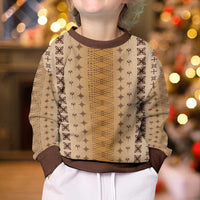 Beige Samoa Malu Tattoo Inspired Kid Ugly Christmas Sweater - Polynesian Pride