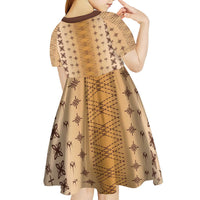 Beige Samoa Malu Tattoo Inspired Kid Short Sleeve Dress LT05 - Polynesian Pride