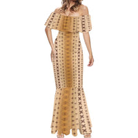 Beige Samoa Malu Tattoo Inspired Mermaid Dress LT05 - Polynesian Pride