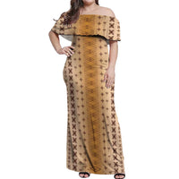 Beige Samoa Malu Tattoo Inspired Off Shoulder Maxi Dress LT05 Women Beige - Polynesian Pride