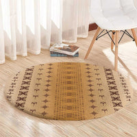 Beige Samoa Malu Tattoo Inspired Round Carpet - Polynesian Pride