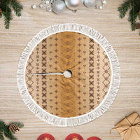 Beige Samoa Malu Tattoo Inspired Tree Skirt LT05 Fringed Beige - Polynesian Pride