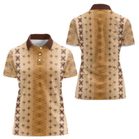 Beige Samoa Malu Tattoo Inspired Women Polo Shirt LT05 - Polynesian Pride