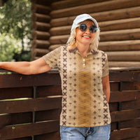 Beige Samoa Malu Tattoo Inspired Women Polo Shirt LT05 - Polynesian Pride