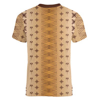 Beige Samoa Malu Tattoo Inspired Women V-Neck T-Shirt LT05 - Polynesian Pride