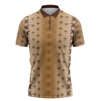 Beige Samoa Malu Tattoo Inspired Zipper Polo Shirt LT05 Beige - Polynesian Pride