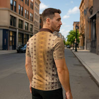 Beige Samoa Malu Tattoo Inspired Zipper Polo Shirt LT05 - Polynesian Pride