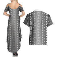 Black Samoa Malu Tattoo Inspired Couples Matching Summer Maxi Dress and Hawaiian Shirt LT05 - Polynesian Pride